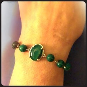 2/$30 Malachite Sterling Silver Bolo Bracelet